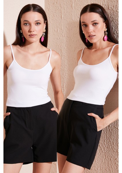 Esnek Pamuklu Slim Fit Ip Askılı 2'li Atlet Bayan Atlet 5865271