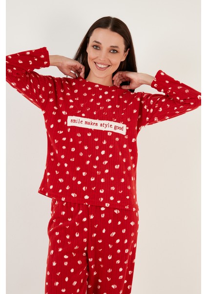 Regular Fit Bisiklet Yaka Polar Pijama Takımı Bayan Pijama Takımı 6571007 modelleri