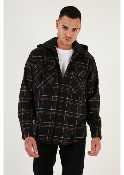 Ekoseli Regular Fit Çıkarılabilir Kapüşonlu Kışlık Gömlek Erkek Gömlek CF24W126985