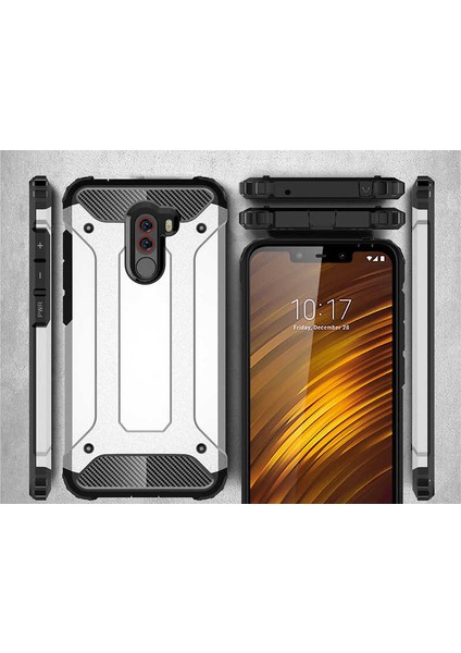 Xiaomi Pocophone F1 Uyumlu Armor Köşe Korumalı Çift Katmanlı Zırh Koruyucu Kılıf/kapak