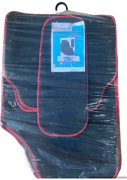 Oto Halı Paspas Takımı Universal Kırmızı Kenarları Biyeli-Oto Halıflex Paspas HP002 modelleri