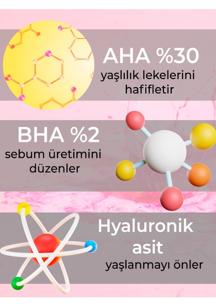 Aha-Bha Serumu Aydınlatıcı Cilt Tonu Eşitleyici Anti-Pigmentasyon Leke Karşıtı Kırmızı Peeling (Aha 30 % Bha 2%)