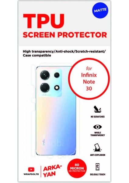 Infinix Note 30 Mat Arka ve Yan Kaplama Köşeler Dahil Kaplayan Hd Film