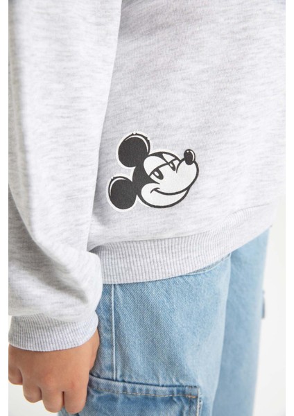 Kız Çocuk Disney Mickey & Minnie Oversize Geniş Kalıp Bisiklet Yaka Sweatshirt A5603A823AU
