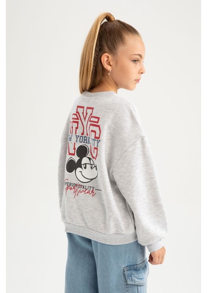 Kız Çocuk Disney Mickey & Minnie Oversize Geniş Kalıp Bisiklet Yaka Sweatshirt A5603A823AU