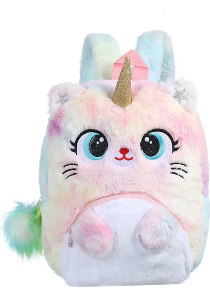 Karikatür Peluş Büyük Gözler Sırt Küçük Prenses Kedi Çocuk Sırt Anaokulu Unicorn Schoolbag Çanta (Yurt Dışından)