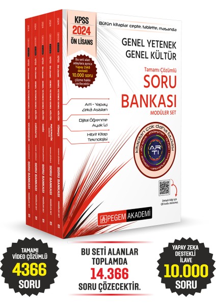 KPSS 2024 Genel Yetenek Genel Kültür Önlisans Tamamı Çözümlü Soru Bankası Modüler Set (5 Kitap Takım)