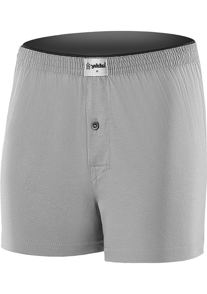 Erkek Düz Gri Havlu Bel 4'lü Paket Boxer