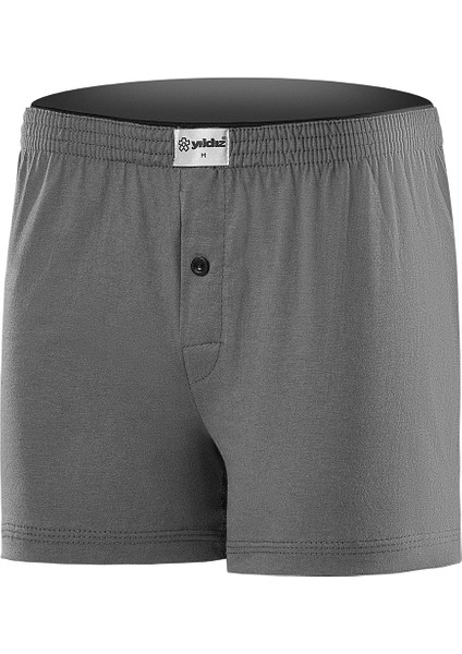 Erkek Düz Füme Havlu Bel 4'lü Paket Boxer