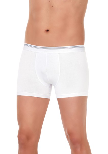 Erkek Beyaz Likralı 3'lü Paket Boxer