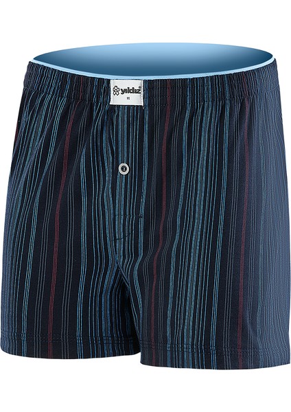 Erkek Çizgili Lacivert Havlu Bel 4'lü Paket Boxer