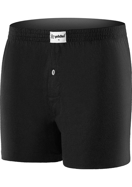 Erkek Düz Siyah Havlu Bel 4'lü Paket Boxer