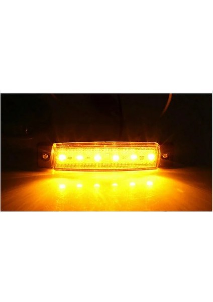 10 Adet LED Parmak Lamba 6 Ledli Sarı Turuncu Kamyon Dorse Yan Lamba 12V 24V