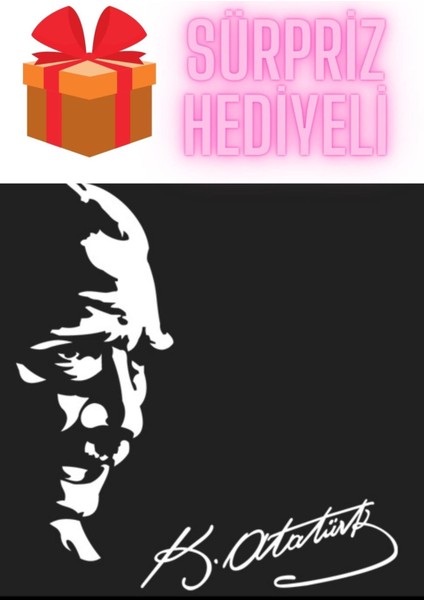 Sürpriz Hediyeli Oto Sticker Atatürk Silüeti Sticker Atatürk Imza Stickeri fiyatları