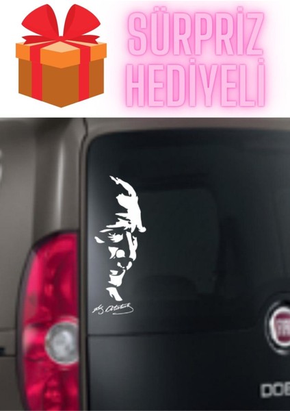 Sürpriz Hediyeli Oto Sticker Atatürk Silüeti Sticker Atatürk Imza Stickeri modelleri