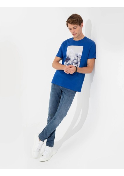Slim Fit Baskılı Bisiklet Yaka Tişört