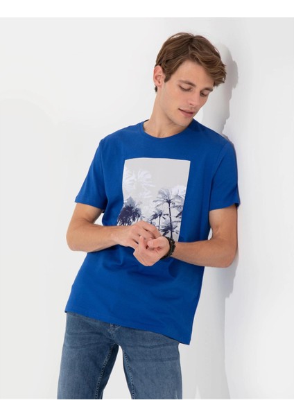 Slim Fit Baskılı Bisiklet Yaka Tişört