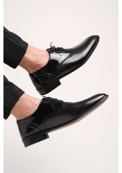 Falc 102 Rozet Detaylı Dokulu Siyah Rugan Erkek Klasik Ayakkabı fırsatları