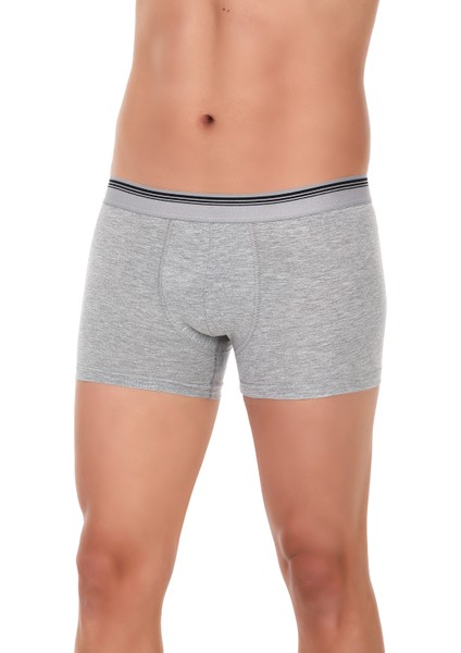 Erkek Gri Likralı 3'lü Paket Boxer