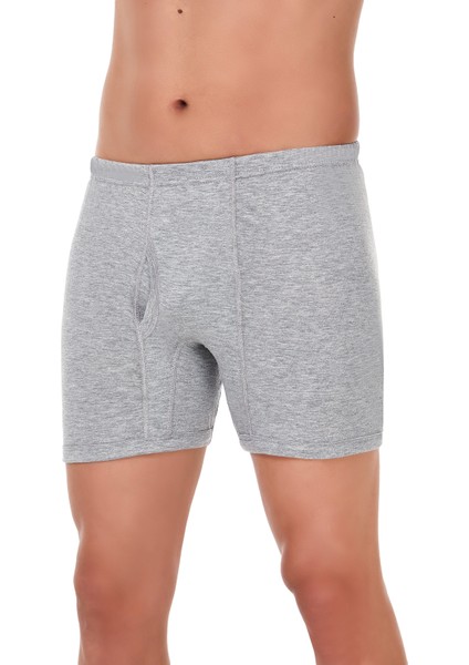 Erkek Gri 6'lı Paket %100 Pamuk Süprem Paçalı Boxer