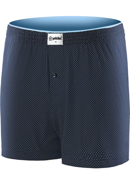 Erkek Noktalı Lacivert Havlu Bel 4'lü Paket Boxer