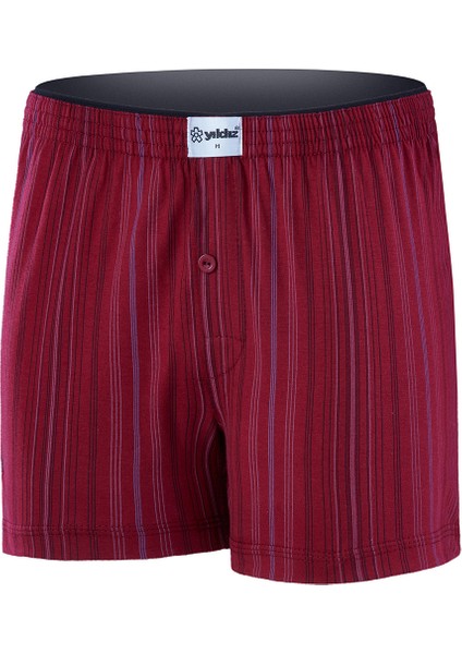 Erkek Çizgili Bordo Havlu Bel 4'lü Paket Boxer