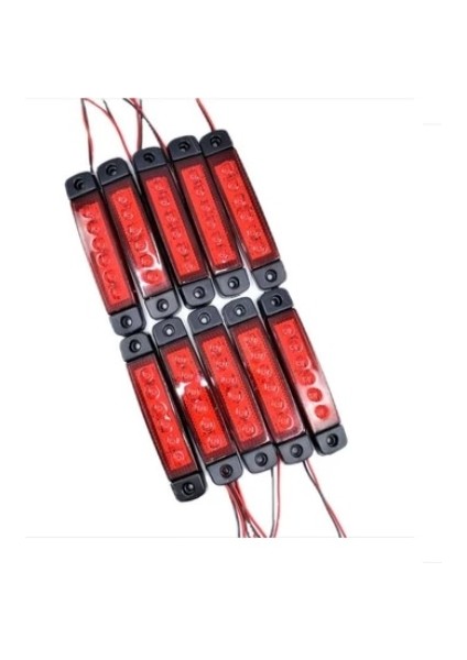 10 Adet LED Parmak Lamba 6 Ledli Kırmızı Kamyon Dorse Yan Arka Lamba 12V 24V