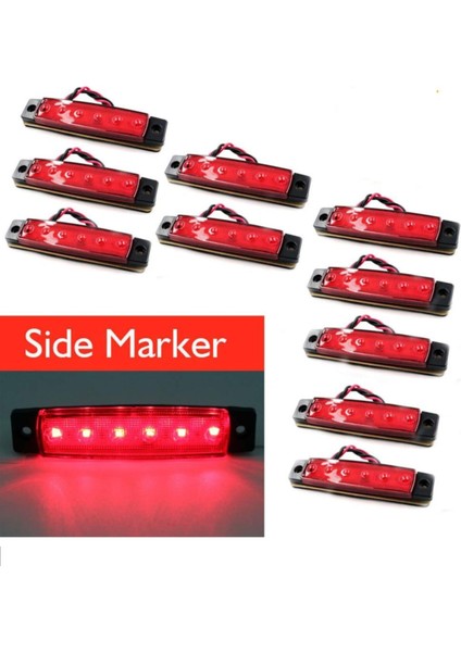 10 Adet LED Parmak Lamba 6 Ledli Kırmızı Kamyon Dorse Yan Arka Lamba 12V 24V fırsatları