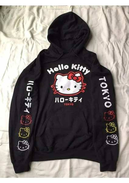 Hello Kitty And Tokyo Kalın Kumaş Kapşonlu Sweatshirt