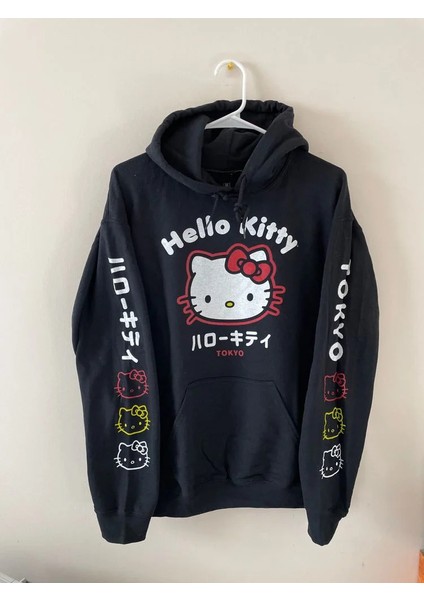 Hello Kitty And Tokyo Kalın Kumaş Kapşonlu Sweatshirt