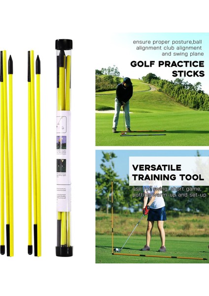 2 Adet Golf Hizalama Çubukları Golf Salıncak Eğitmeni 3 Kat Pratik Golf Eğitimi Sarı (Yurt Dışından) fırsatları