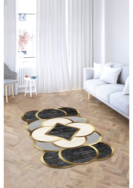 Kaymaz Tabanlı Makinada Yıkanabilir Dekoratif Salon Halısı Mutfak Halısı Yolluk