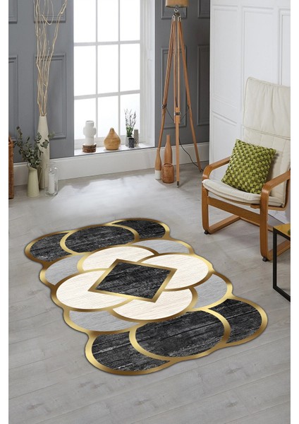 Kaymaz Tabanlı Makinada Yıkanabilir Dekoratif Salon Halısı Mutfak Halısı Yolluk