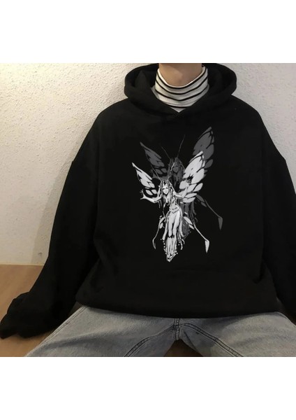 Harajuku Fairy Girl Siyah Kalın Kumaş Sweatshirt