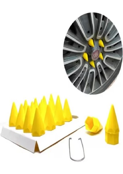 Sivri Bijon Kapağı 19 mm Sarı 20'li Set