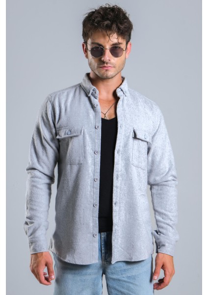 Demir Düğmeli Kapaklı Kışlık Oduncu Gömlek Mar 4145