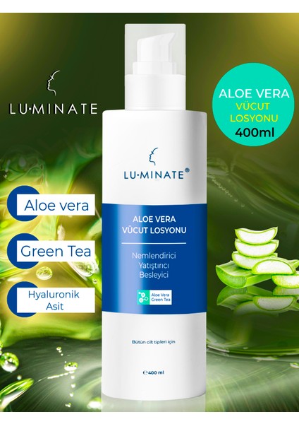 Vücut Losyonu Aloe Vera ve Green Tea, Normal ve Kuru Ciltler, Derinlemesine Nemlendirici