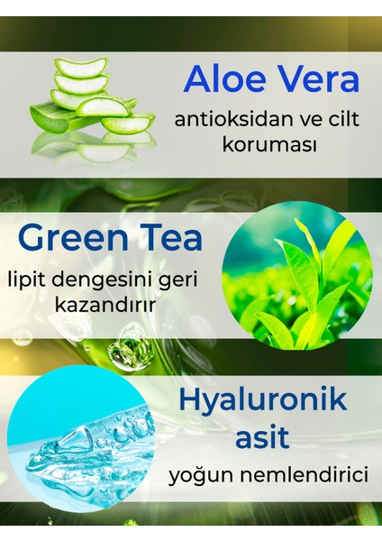 Vücut Losyonu Aloe Vera ve Green Tea, Normal ve Kuru Ciltler, Derinlemesine Nemlendirici