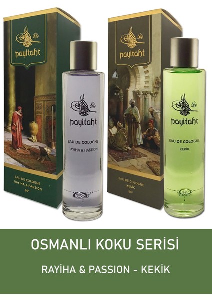 Osmanlı Koku Serisi Rayiha & Possion + Kekik Eau De Cologne 80 Derece Parfümlü Kolonya Cam Şişe