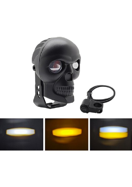 Skull Head Özel Tasarım Motosiklet Sis Lambası (Açma Kapama Gidonlu) 1 Adet