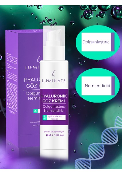 Göz Altı Kremi Hyaluronik Asit Peptit Kolajen Anti-Age Dolgunlaştırıcı Göz Çevresi Nemlendirici Yaşlanma Karşıtı 20 ml