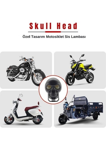 Skull Head Özel Tasarım Motosiklet Sis Lambası 1 Adet