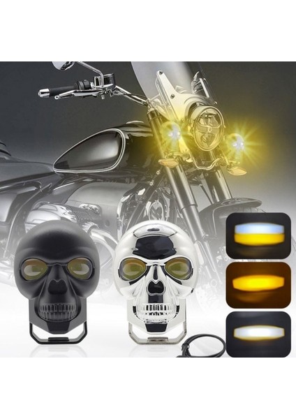 Skull Head Özel Tasarım Motosiklet Sis Lambası 2 Adet indirimleri