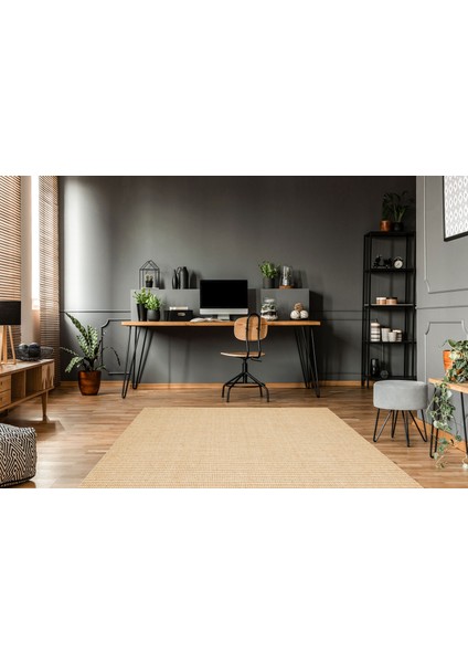 Brooklyn Brk 01 Natural Beıge Hasır Görünümlü Kaymaz Modern Şık Dokuma Kilim