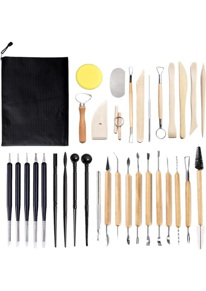 34PCS Pottery Kil Heykel Araçları Top Stylus Dotting Aletleri Ahşap Tut (Yurt Dışından)
