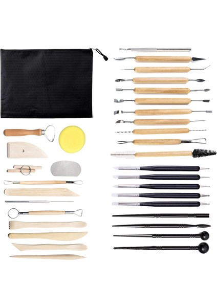 34PCS Pottery Kil Heykel Araçları Top Stylus Dotting Aletleri Ahşap Tut (Yurt Dışından)