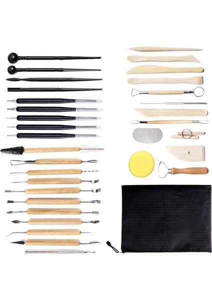 34PCS Pottery Kil Heykel Araçları Top Stylus Dotting Aletleri Ahşap Tut (Yurt Dışından)