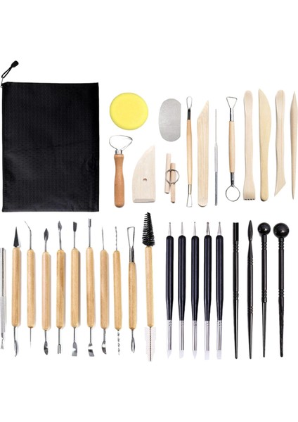 34PCS Pottery Kil Heykel Araçları Top Stylus Dotting Aletleri Ahşap Tut (Yurt Dışından)