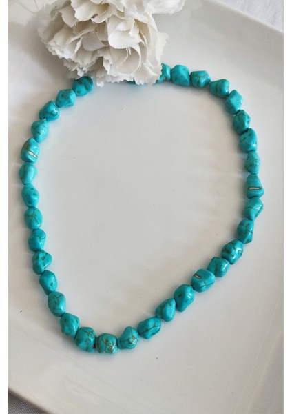 Şekilsiz Turkuaz Doğal Taş Kolye