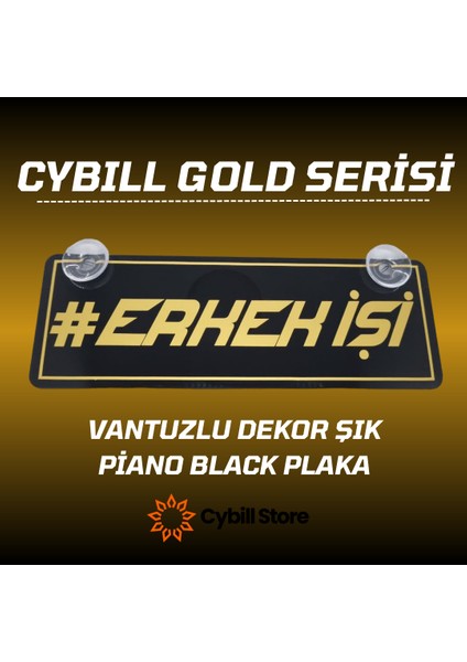 #erkekişi Altın Yazılı Gold Serisi Vantuzlu Dekor Pleksi Plaka